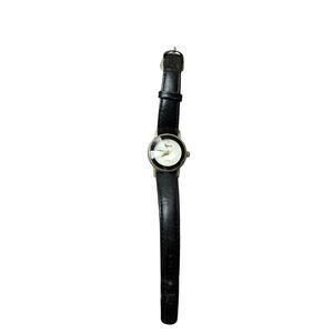 Vintage Quartz Margaux Womens Elegant Black Leather Strap Watch